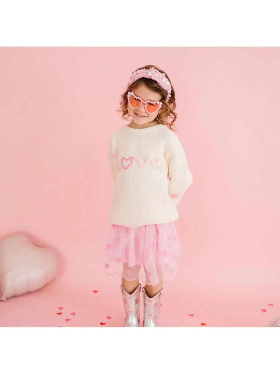 Вязаный свитер Big Girls Ditsy Love ко Дню святого Валентина Sweet Wink — изображение 3 из 4, прозрачный