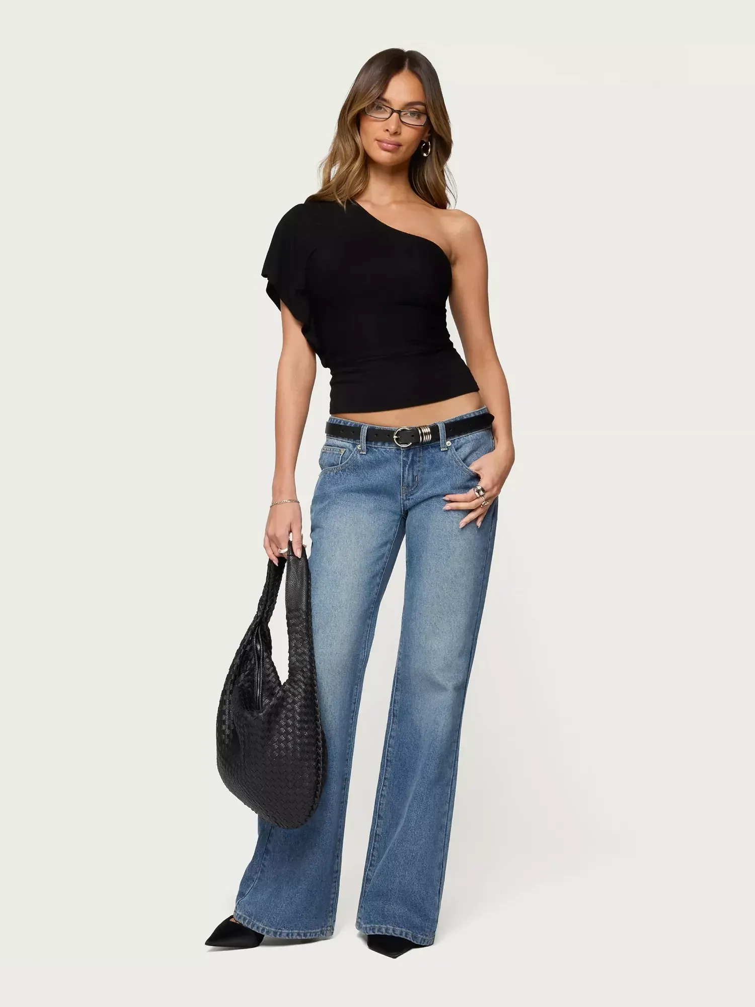Топ Edikted Asymmetric One Shoulder — изображение 5 из 5, черный