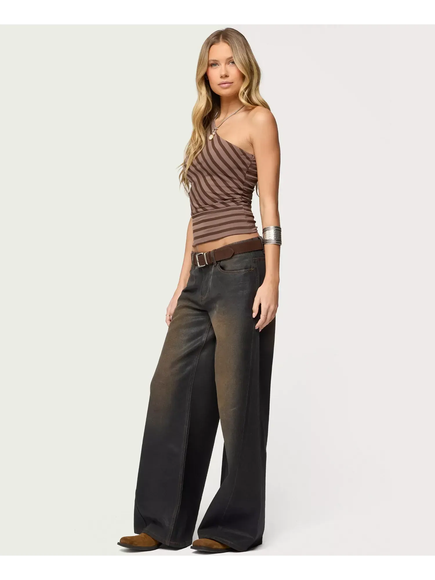 Топ Edikted Asymmetric One Shoulder — изображение 3 из 5, коричневый
