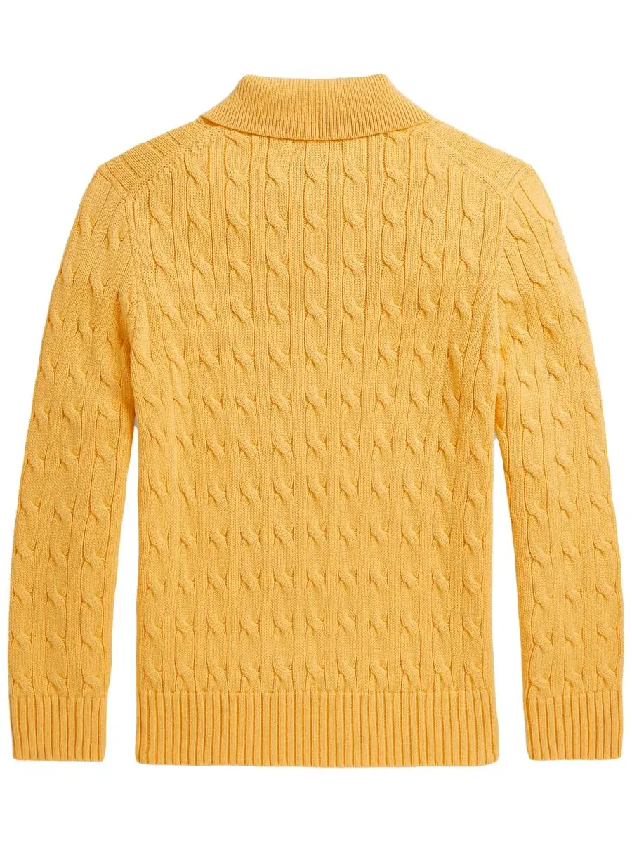 Свитер из хлопка с косами Polo Ralph Lauren — изображение 2 из 3, желтый