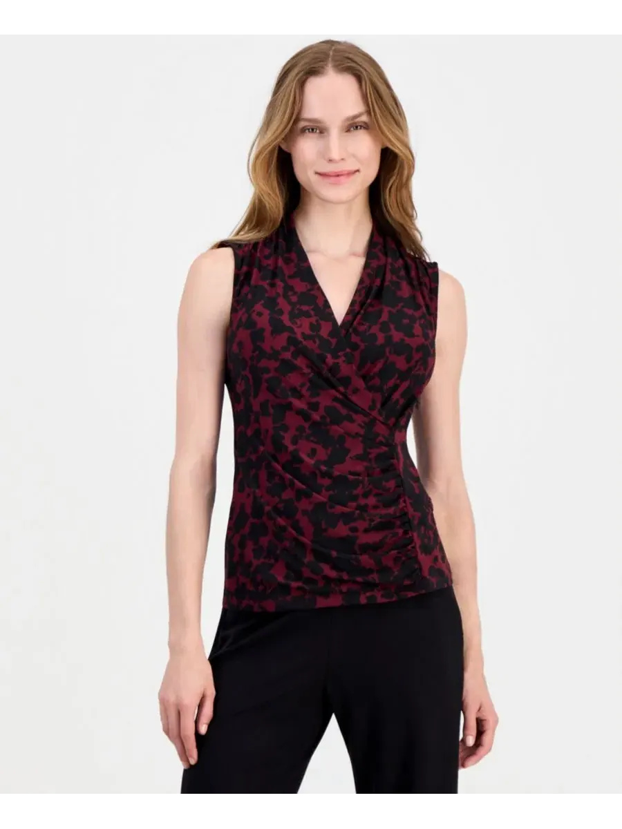 Топ с фальш-запахом без рукавов Anne Klein — изображение 1 из 4, черный