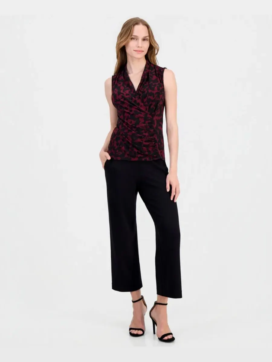 Топ с фальш-запахом без рукавов Anne Klein — изображение 4 из 4, черный