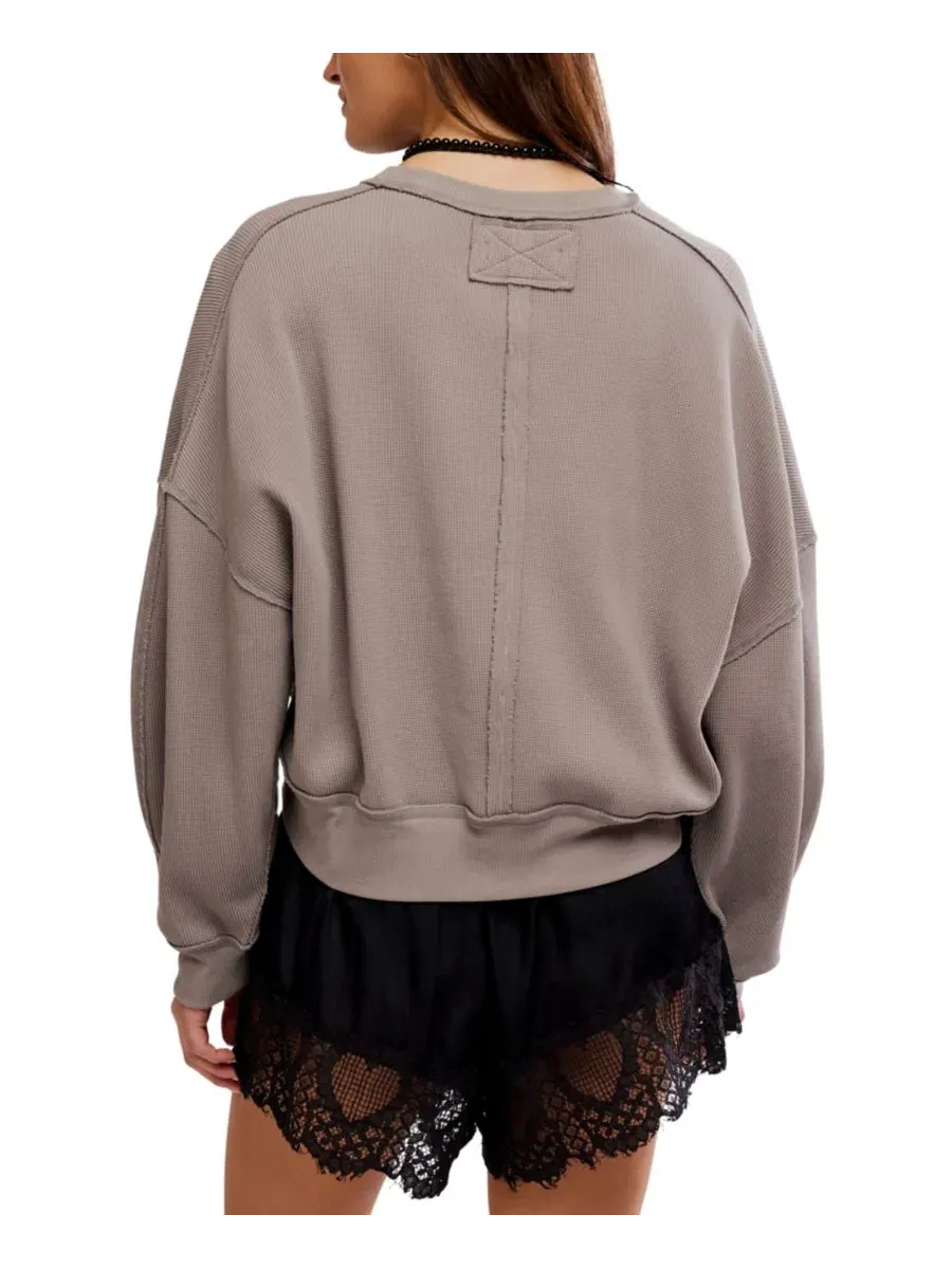 Футболка-кроп с длинным рукавом Skyline Thermal Free People, Petrified Wood — изображение 5 из 5