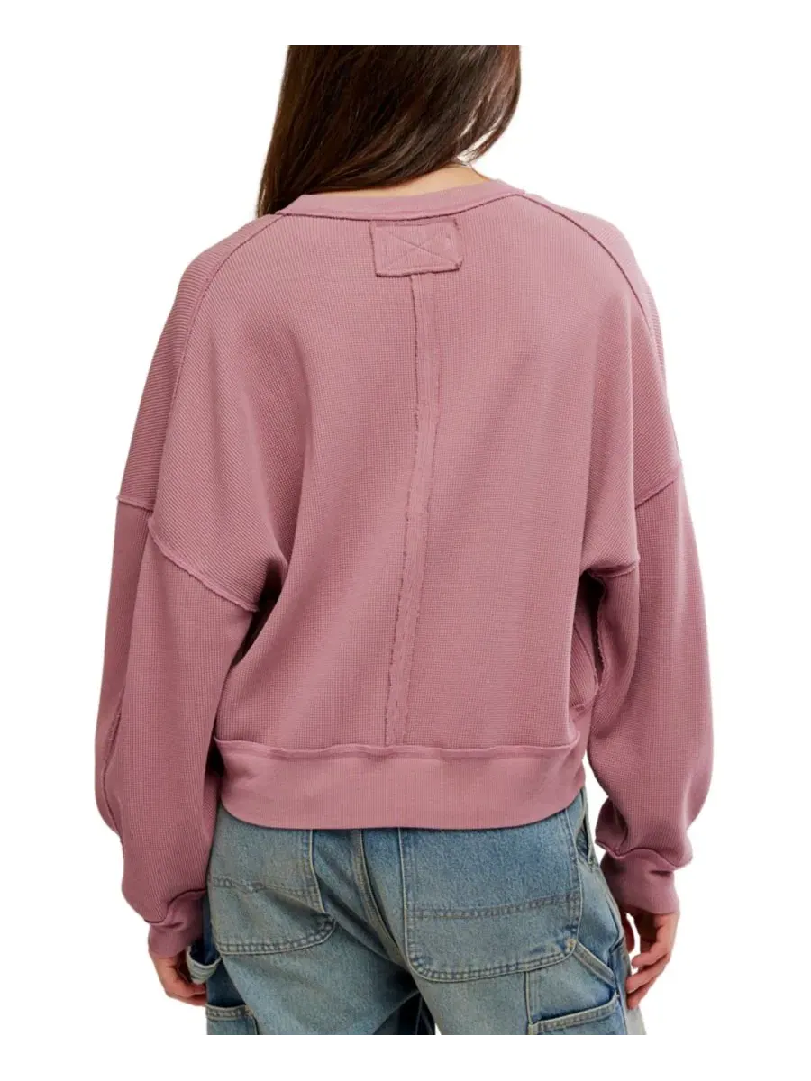 Футболка с длинным рукавом Skyline Thermal Cropped Long-Sleeve Free People — изображение 5 из 5, розовый