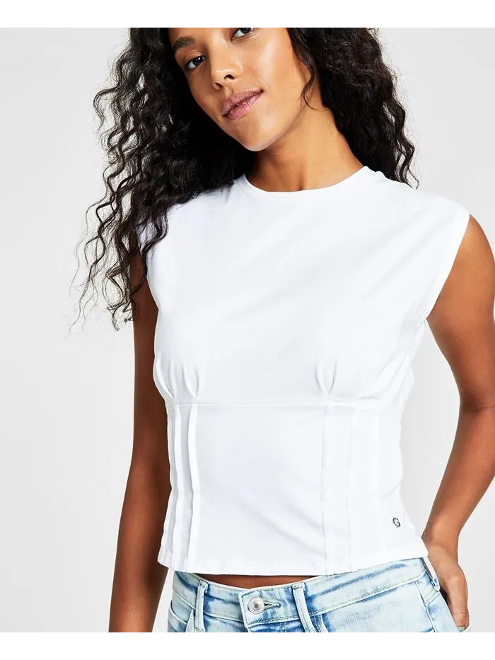 Женский корсетный топ без рукавов Karmen с завязками GUESS — изображение 3 из 3, белый