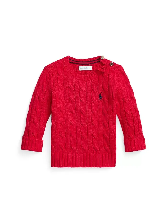 Детский свитер для мальчиков с длинными рукавами и рельефным узором Polo Ralph Lauren — изображение 1 из 2, красный
