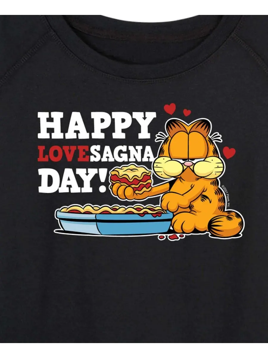 Женская футболка с длинными рукавами Garfield Happy Lovesagna Day из французской махровой ткани — изображение 2 из 3, черный