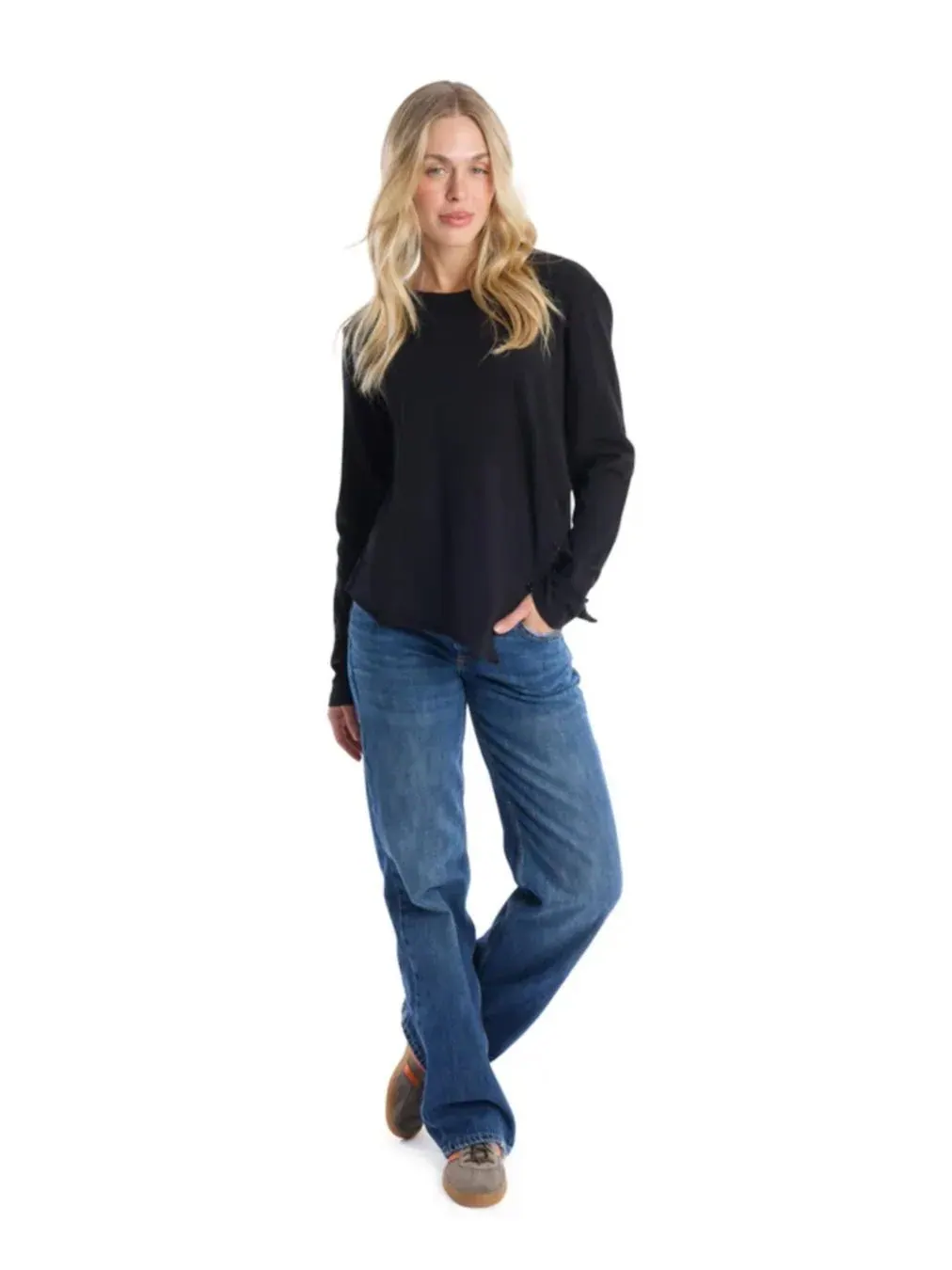 Женская футболка с длинным рукавом и асимметричным низом WILT Clothing — изображение 2 из 5, черный