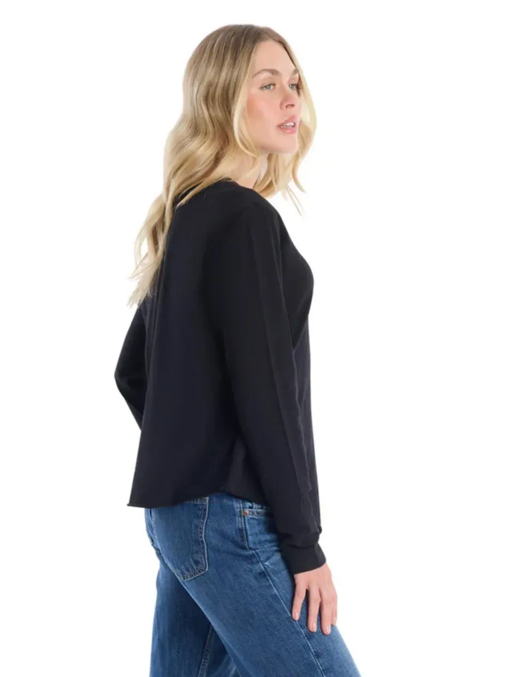 Женская футболка с длинным рукавом и асимметричным низом WILT Clothing — изображение 4 из 5, черный