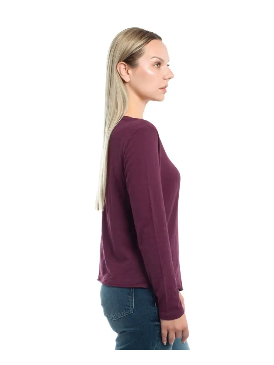 Женская футболка с длинным рукавом и асимметричным низом WILT Clothing, темно-fig — изображение 5 из 5, фиолетовый