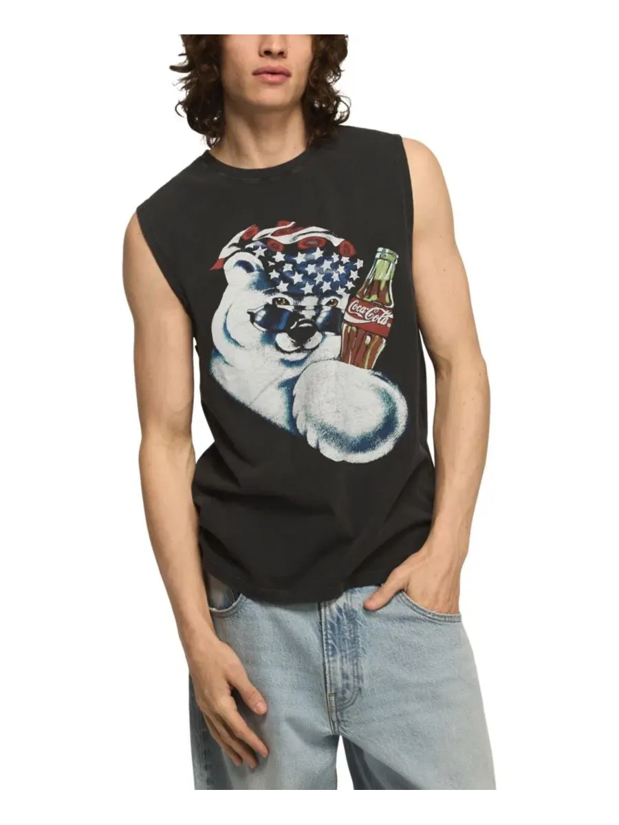 Мужская майка с принтом Coke Polar Bear Lucky Brand — изображение 1 из 4, черный