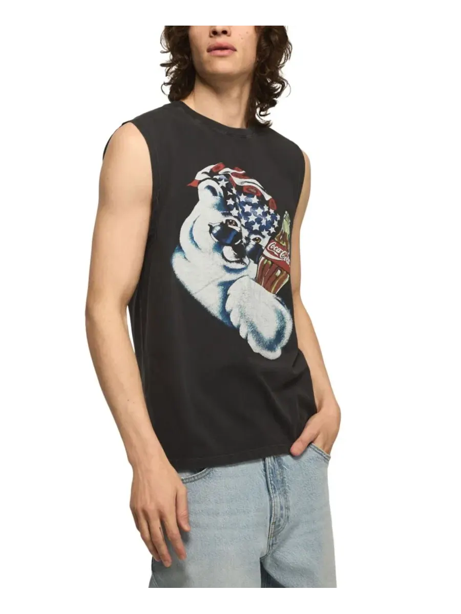 Мужская майка с принтом Coke Polar Bear Lucky Brand — изображение 2 из 4, черный