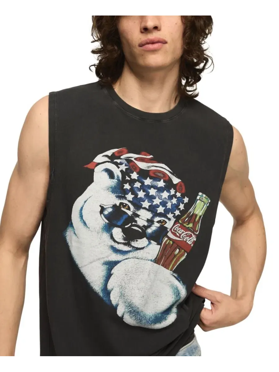 Мужская майка с принтом Coke Polar Bear Lucky Brand — изображение 3 из 4, черный