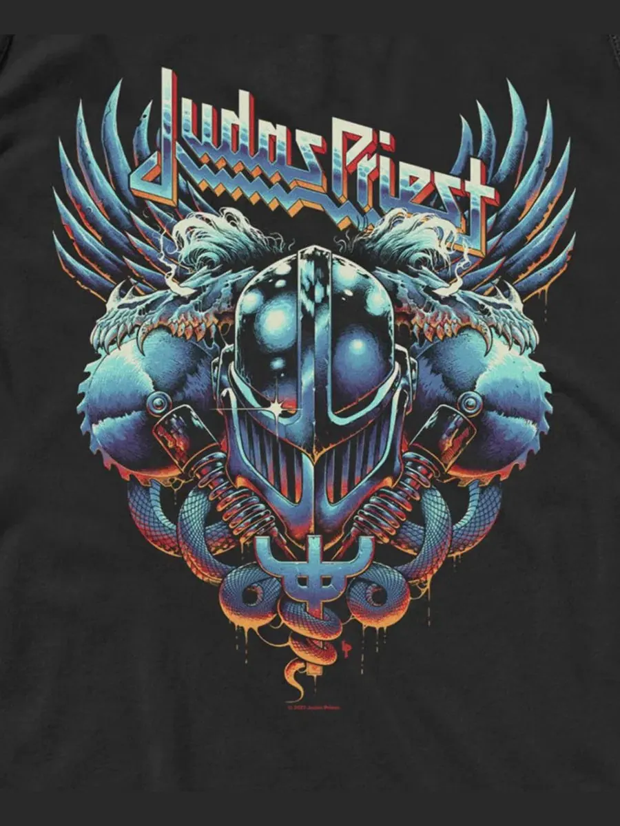 Мужская майка без рукавов с принтом Judas Priest Screaming Shield Fifth Sun — изображение 3 из 3, черный