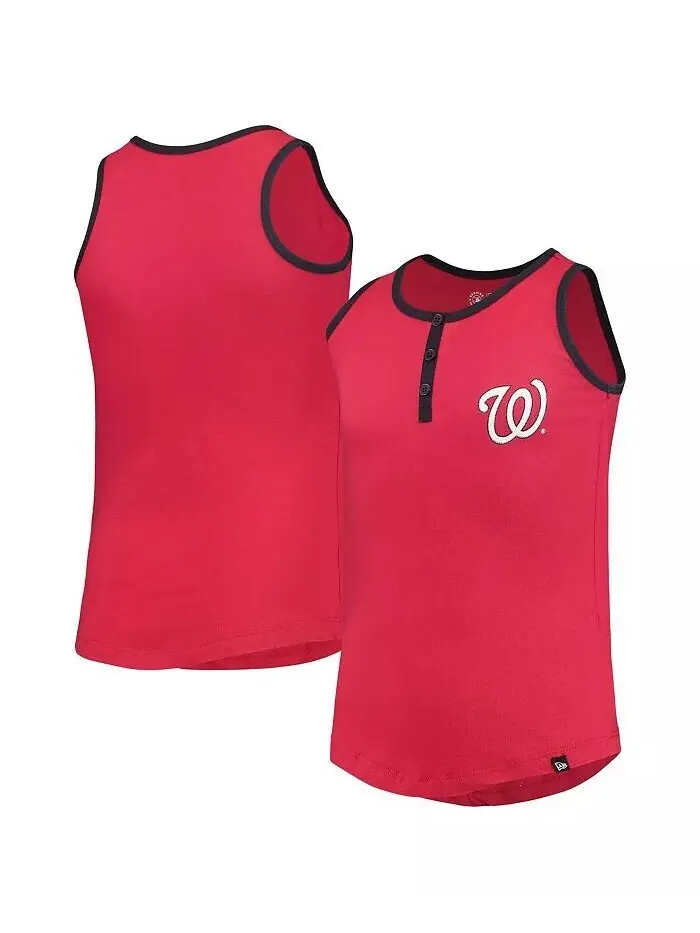 Красная майка в стиле Хенли для больших девочек Washington Nationals New Era