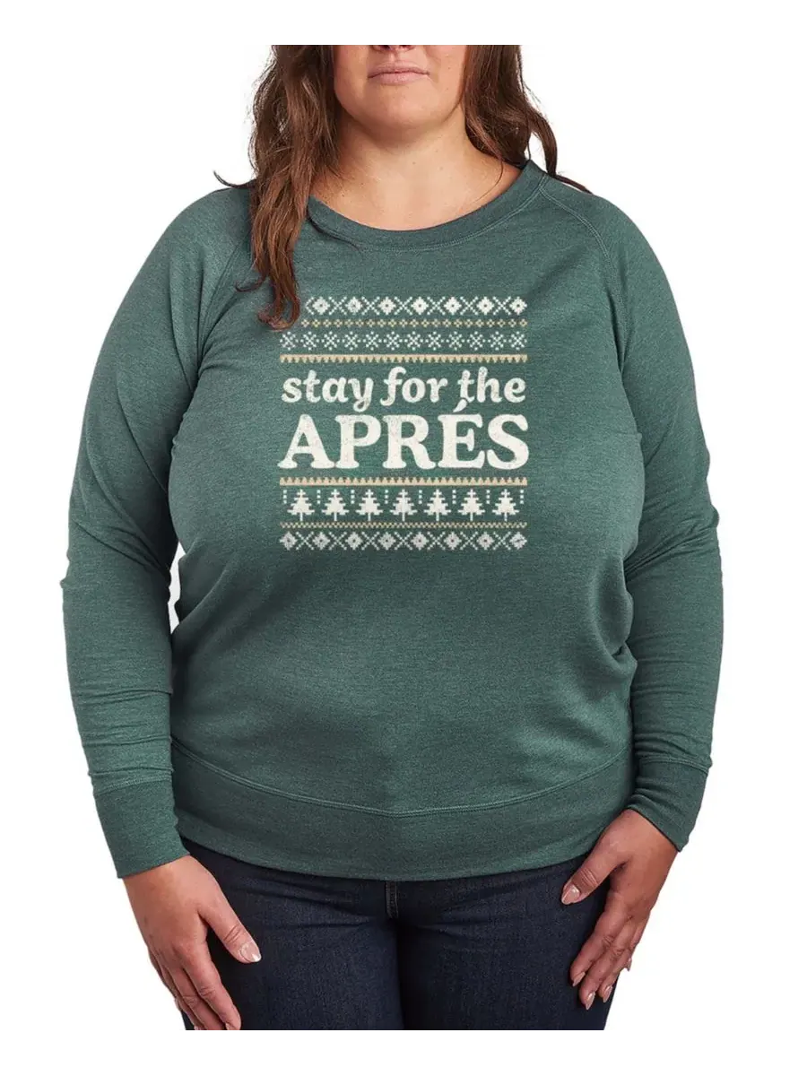 Футболка с длинным рукавом Stay For The Apres с надписью "Pust Size" Hybrid Apparel — изображение 1 из 3, зеленый
