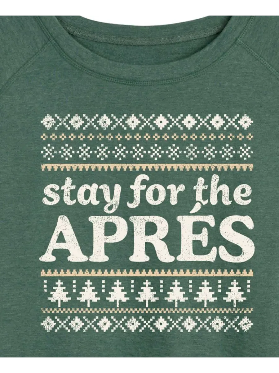 Футболка с длинным рукавом Stay For The Apres с надписью "Pust Size" Hybrid Apparel — изображение 3 из 3, зеленый
