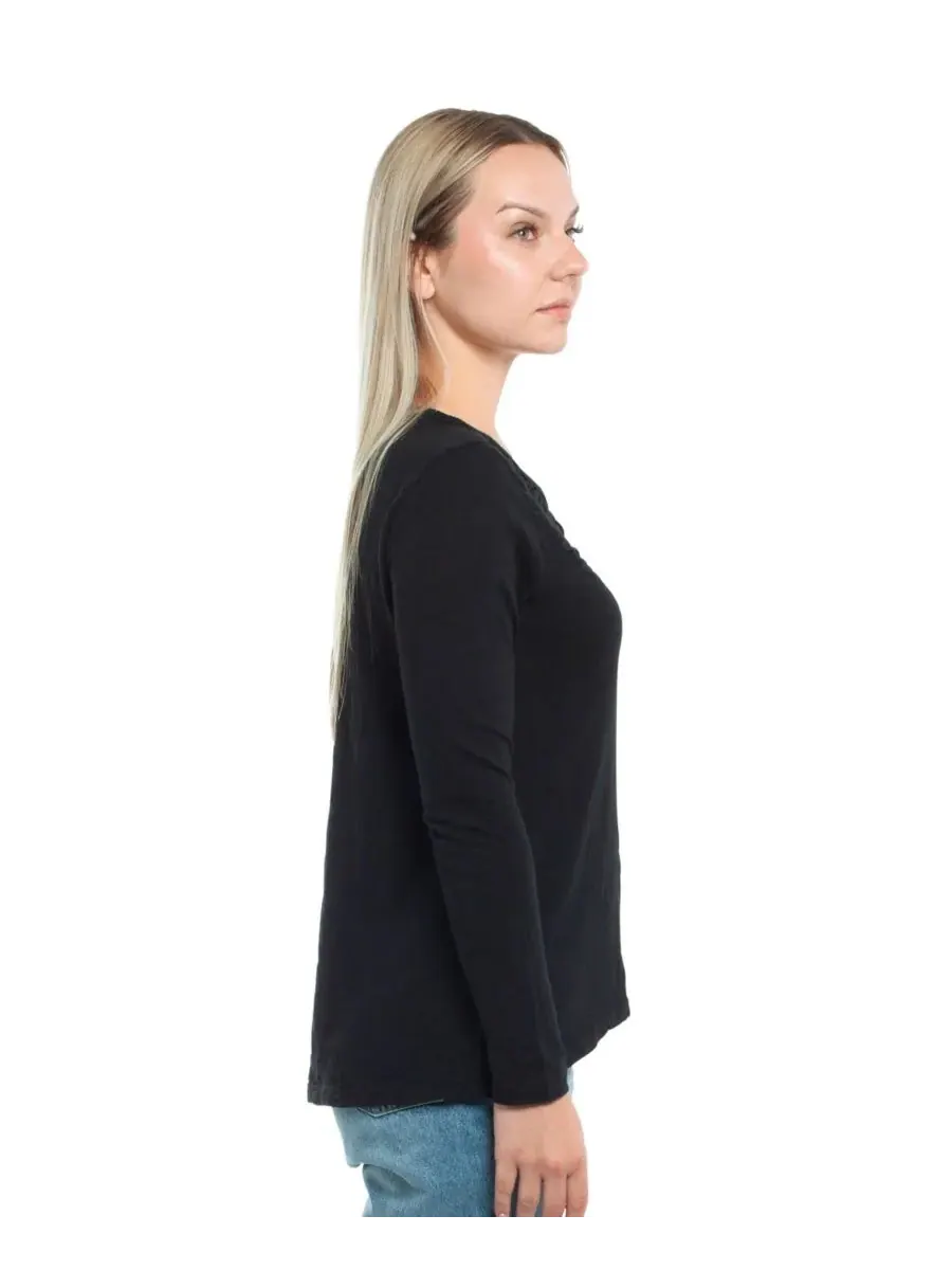 Женская футболка с широким вырезом и длинными рукавами WILT Clothing — изображение 3 из 4, черный