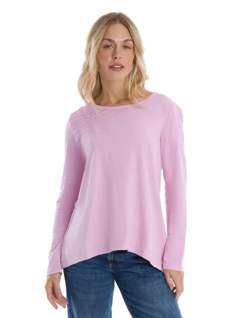 Женская футболка с широким вырезом и длинными рукавами WILT Clothing — изображение 1 из 6, фиолетовый