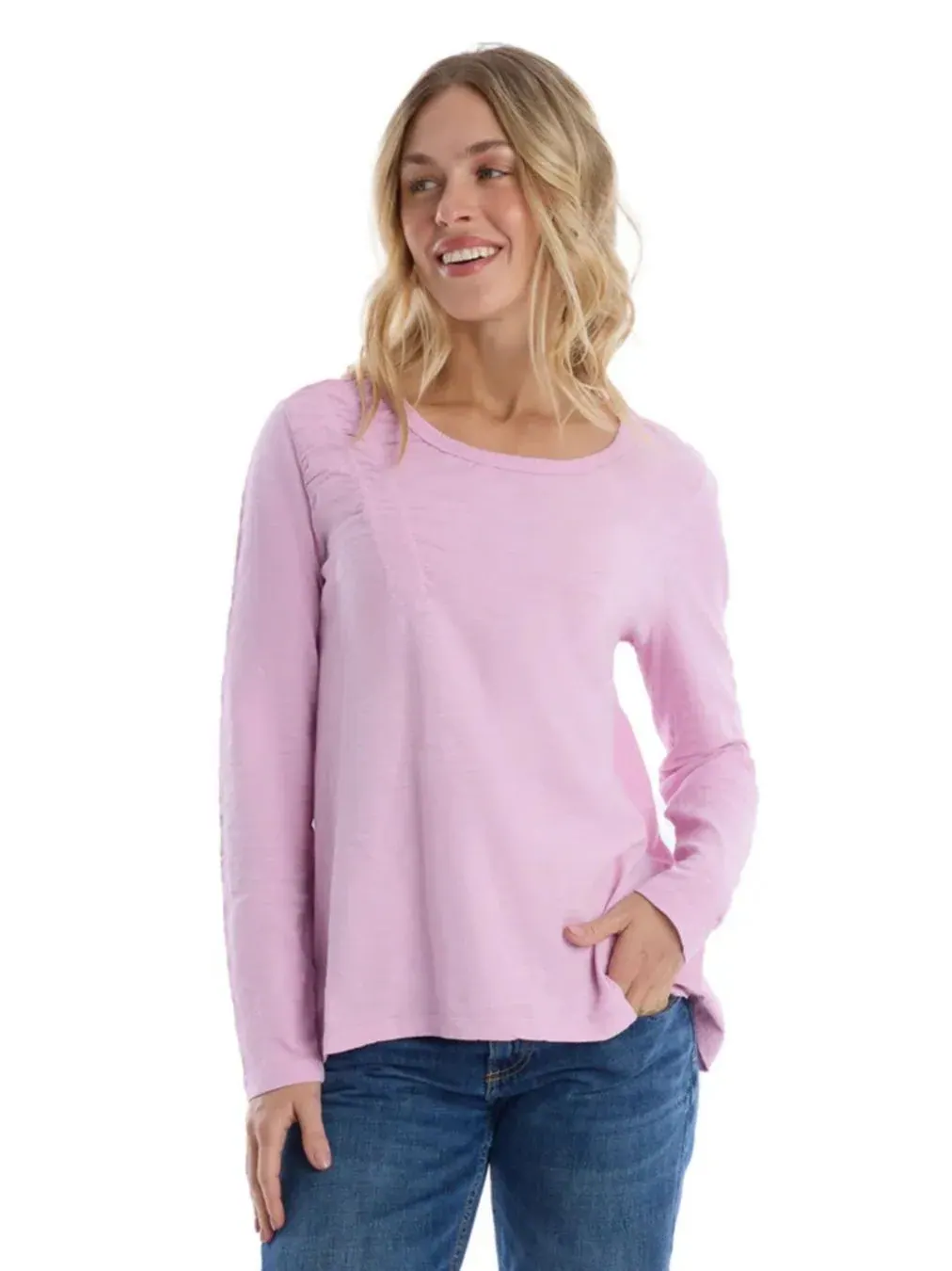 Женская футболка с широким вырезом и длинными рукавами WILT Clothing — изображение 2 из 6, фиолетовый