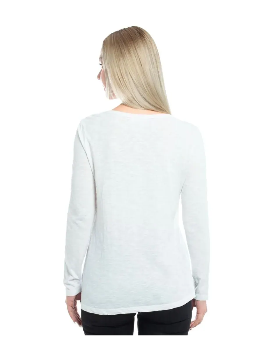 Женская футболка с широким вырезом и длинными рукавами WILT Clothing — изображение 4 из 7, белый