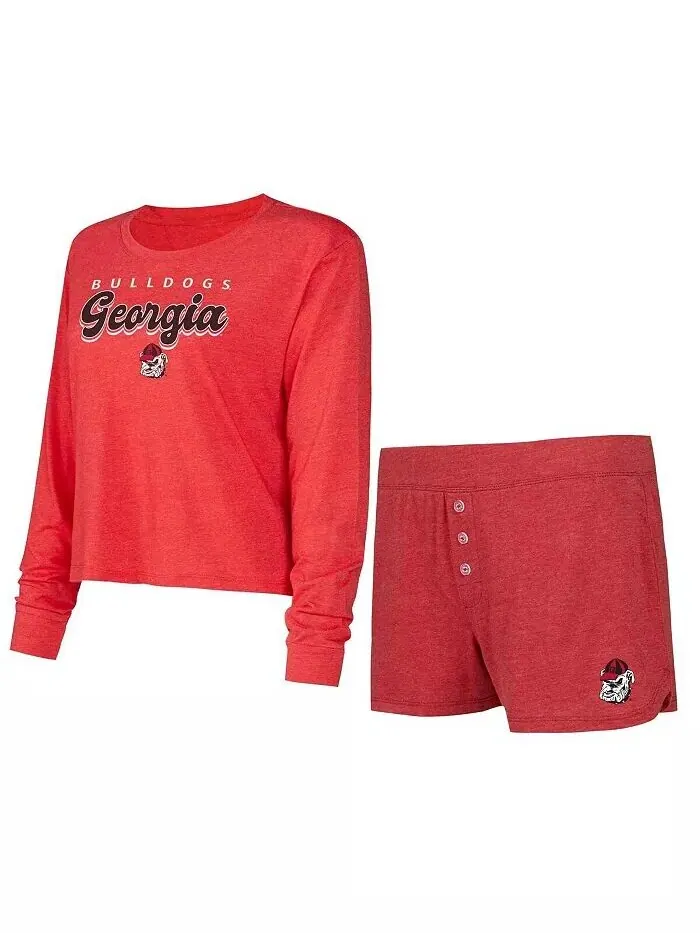 Женский комплект из футболки и шорт с длинными рукавами Red Georgia Bulldogs Team Color Concepts — изображение 1 из 3