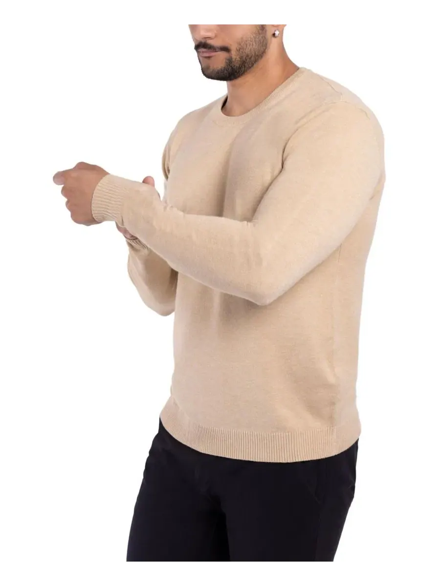 Свитер с круглым вырезом, длинным рукавом, модель Big & Tall Basic Crewneck XRAY — изображение 6 из 15, овсяный