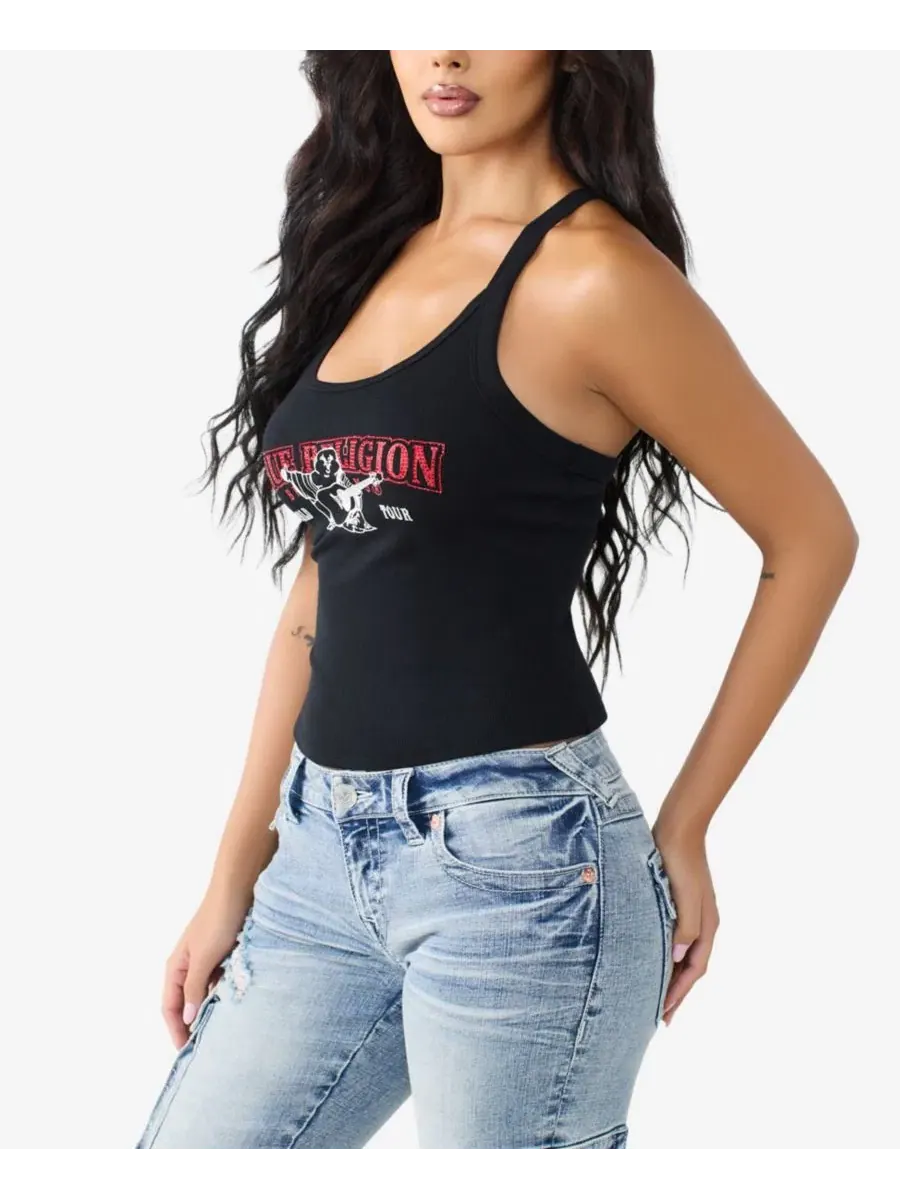 Топ-майка с вырезом лодочка Buddha Classic Racerback True Religion — изображение 2 из 3, черный