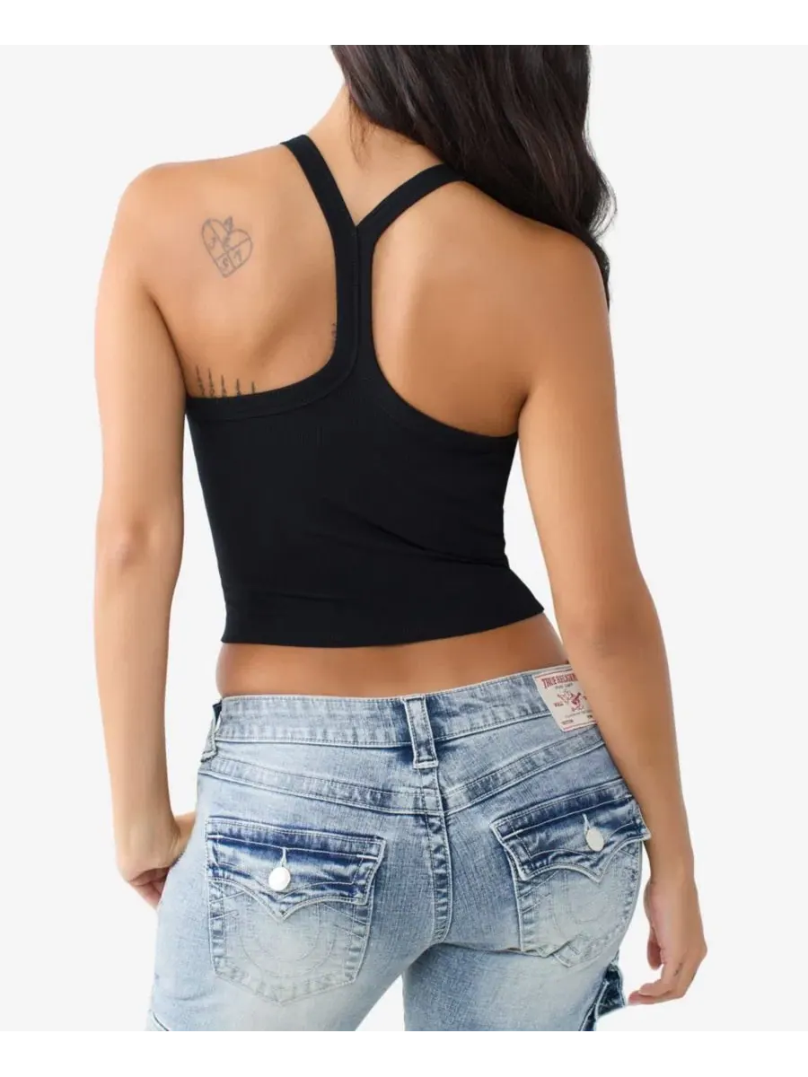 Топ-майка с вырезом лодочка Buddha Classic Racerback True Religion — изображение 3 из 3, черный