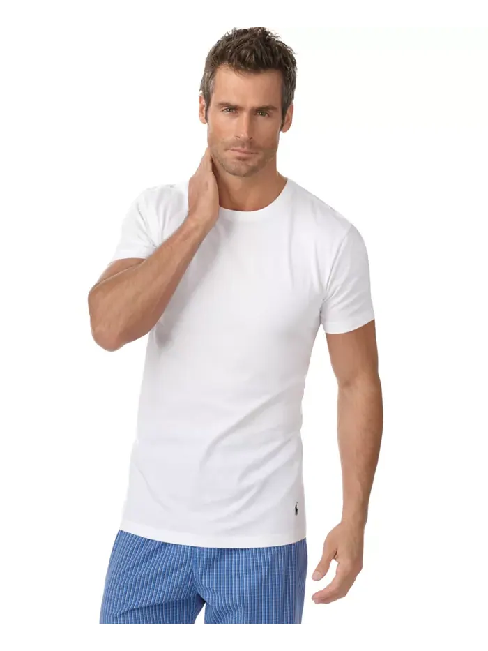 Мужские классические облегающие хлопковые майки-борцовки, 5 штук Polo Ralph Lauren — изображение 2 из 5, белый