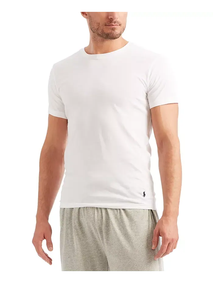 Мужские классические облегающие хлопковые майки-борцовки, 5 штук Polo Ralph Lauren — изображение 5 из 5, белый
