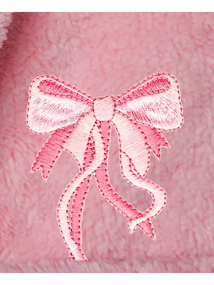 Детский плюшевый халат с капюшоном Kids Bow Super Plush Double Brushed Linum Home — изображение 2 из 3, розовый/розовый