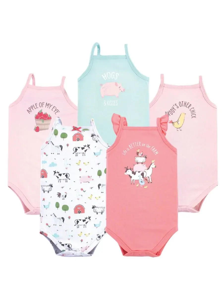 Хлопковые боди без рукавов Hudson Baby, Girl Farm Animals