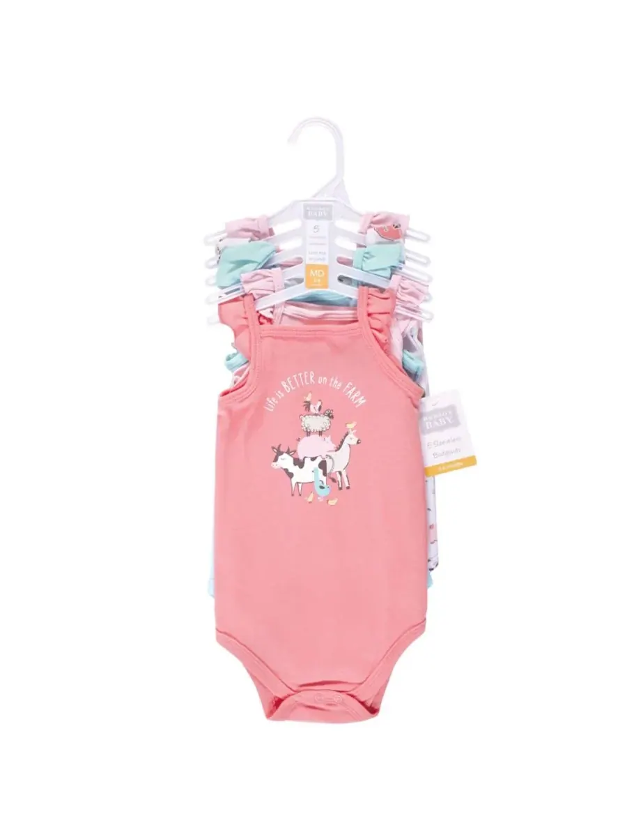 Хлопковые боди без рукавов Hudson Baby, Girl Farm Animals — изображение 2 из 2