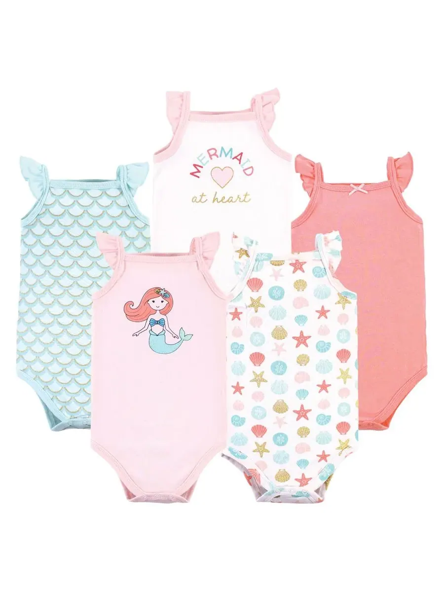 Хлопковые боди без рукавов Hudson Baby, Coral Mint Mermaid