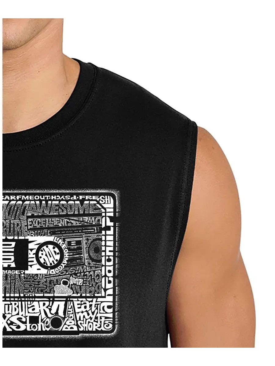 Мужская майка с принтом Cassette Tape Design LA Pop Art — изображение 2 из 4, черный