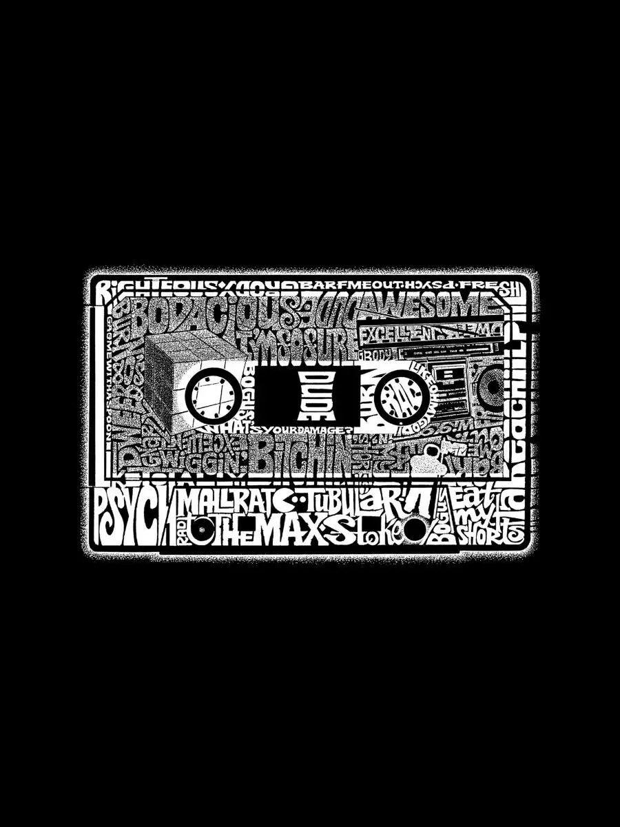 Мужская майка с принтом Cassette Tape Design LA Pop Art — изображение 4 из 4, черный