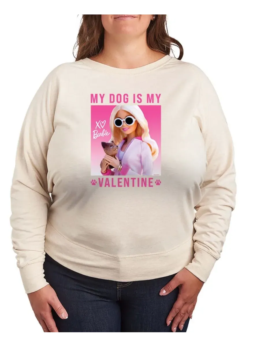 Женская футболка с длинными рукавами Barbie My Dog Is My Valentine из французской махровой ткани — изображение 1 из 3