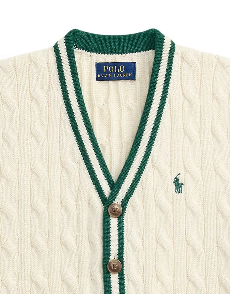 Жилет-свитер из хлопка с V-образным вырезом, без рукавов Polo Ralph Lauren — изображение 3 из 3, кремовый