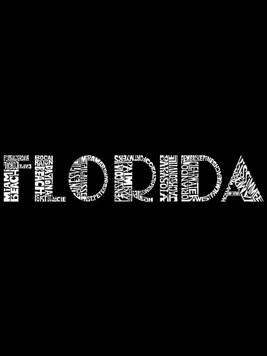 Мужская майка без рукавов с принтом Florida Word Art LA Pop Art — изображение 4 из 4, черный