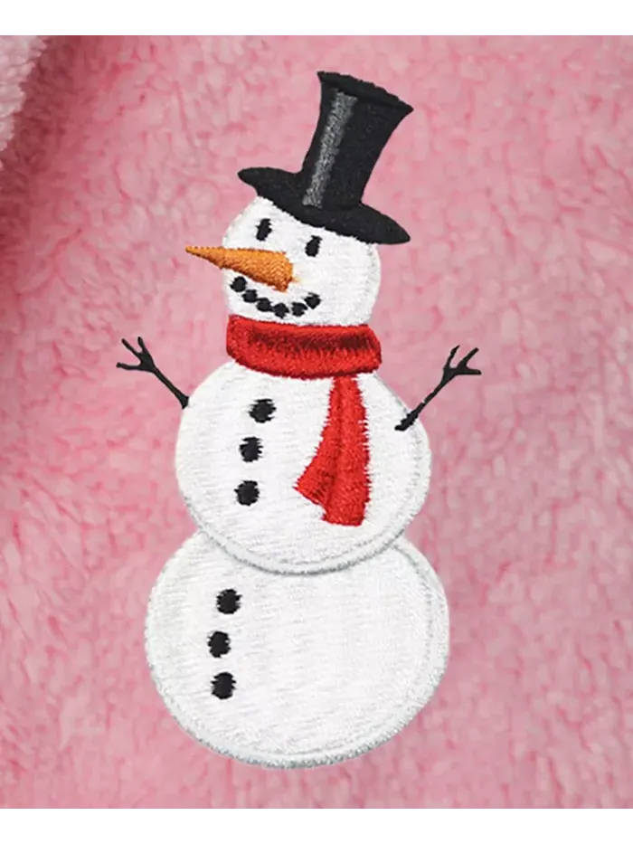 Детский плюшевый халат с капюшоном Snowman Super Plush Double Brushed Linum Home — изображение 2 из 3, розовый