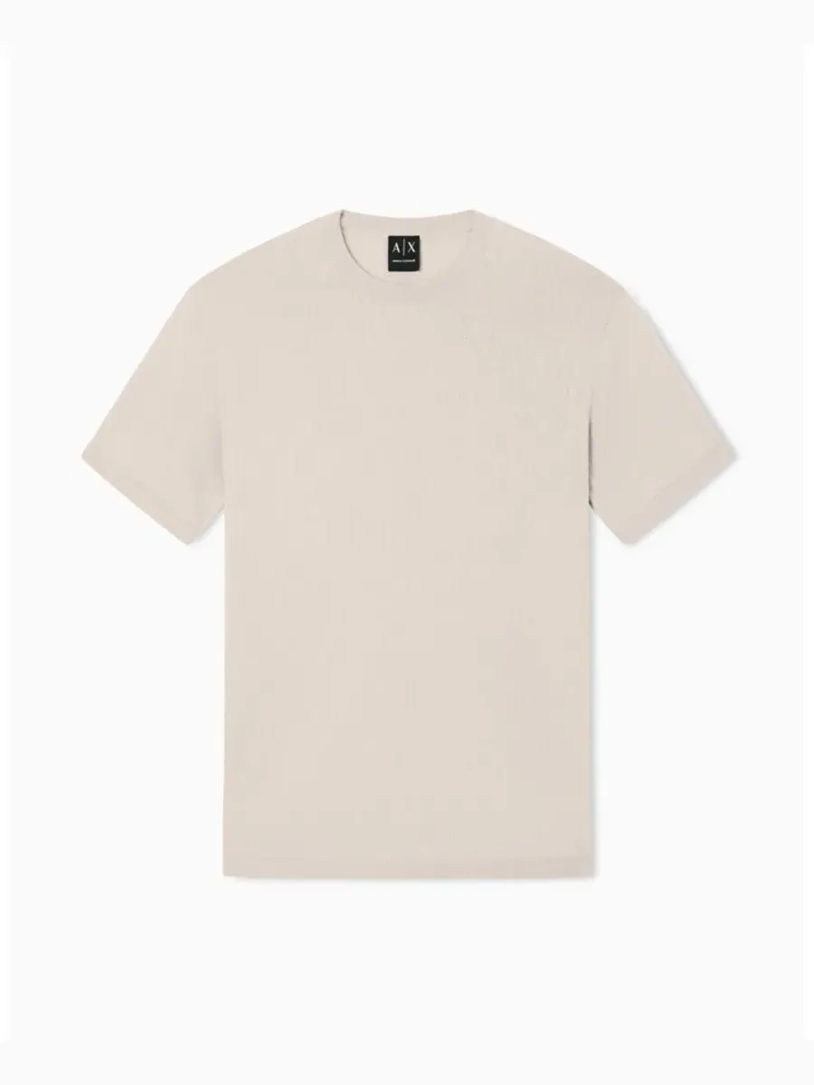 Мужской ребристый свитер с коротким рукавом IBIZA X A|X Armani Exchange — изображение 2 из 5, бежевый