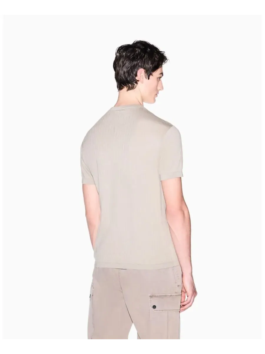 Мужской ребристый свитер с коротким рукавом IBIZA X A|X Armani Exchange — изображение 5 из 5, бежевый