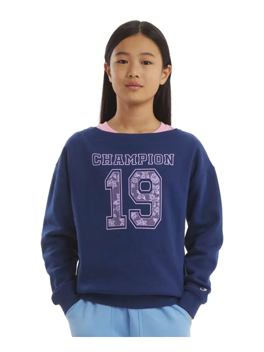 Свитшот с графическим принтом Crewneck Graphic Sweatshirt Champion — изображение 1 из 6, фиолетовый розовый