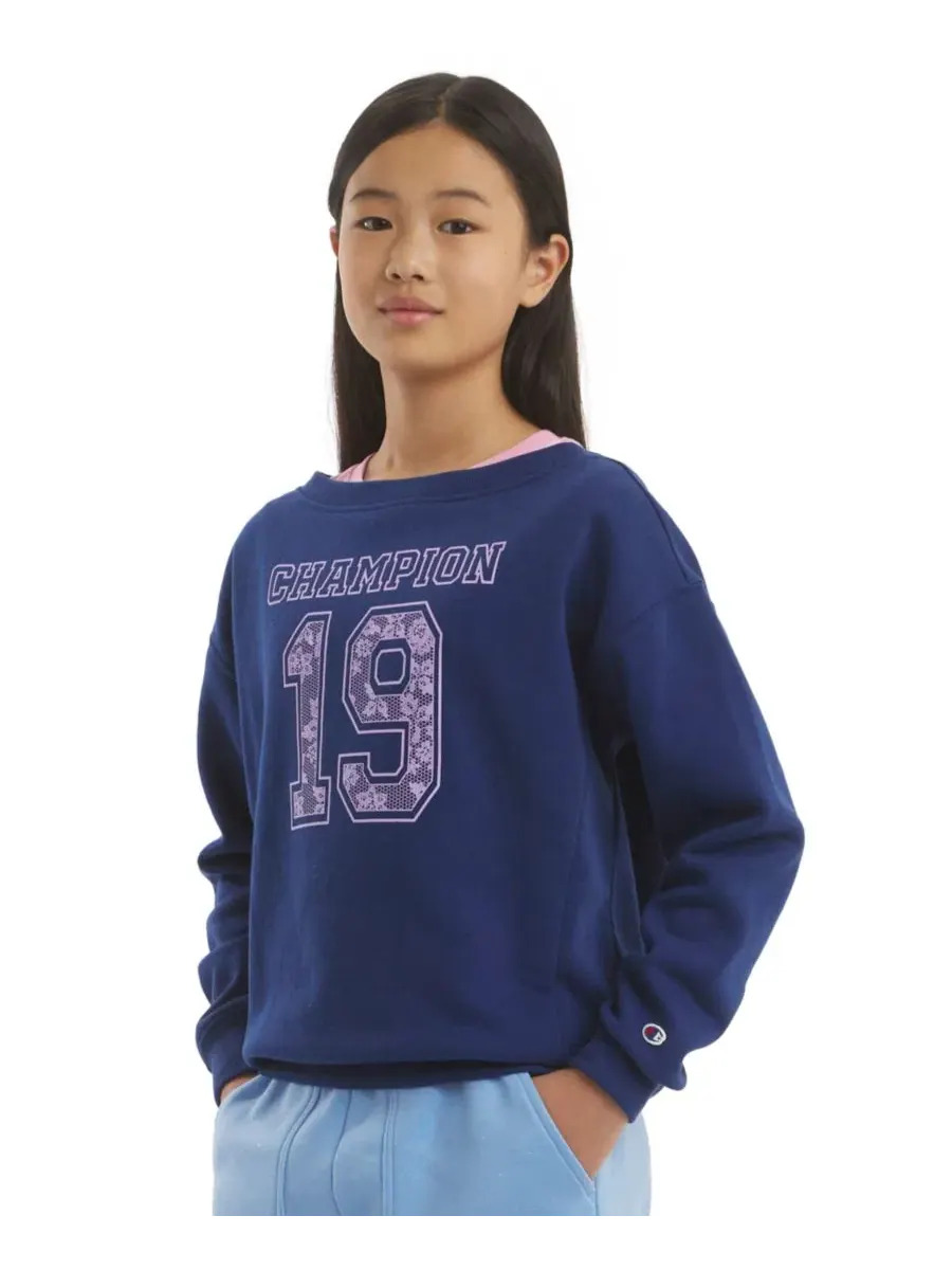 Свитшот с графическим принтом Crewneck Graphic Sweatshirt Champion — изображение 2 из 6, фиолетовый розовый
