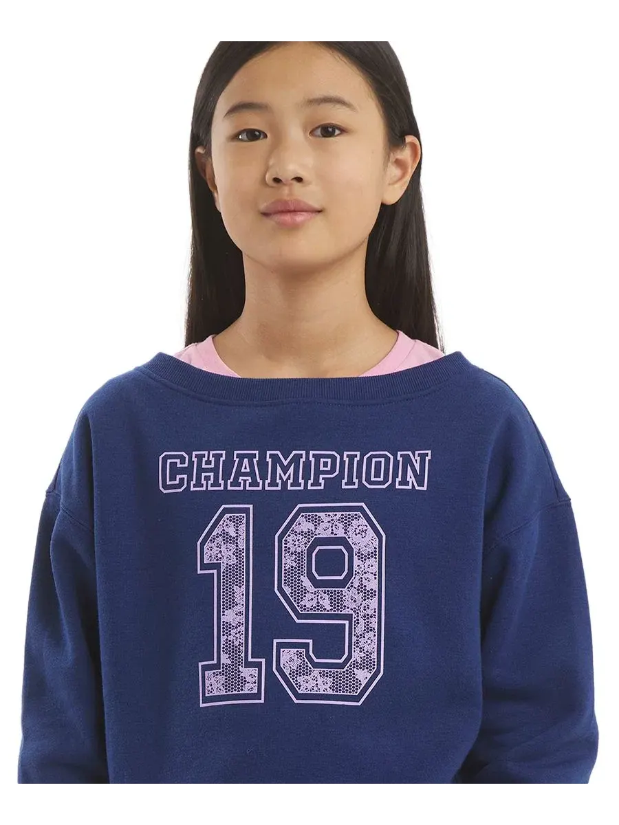 Свитшот с графическим принтом Crewneck Graphic Sweatshirt Champion — изображение 3 из 6, фиолетовый розовый