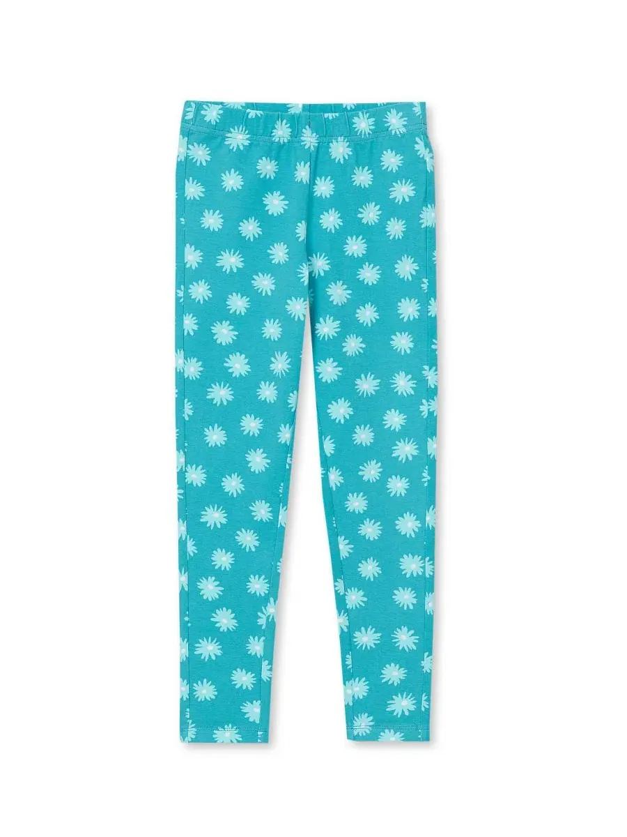 Детские леггинсы из плотного хлопка с принтом, модель Girls Tough Cotton Lands' End, Floral Baltic