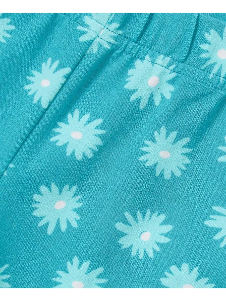 Детские леггинсы из плотного хлопка с принтом, модель Girls Tough Cotton Lands' End, Floral Baltic — изображение 3 из 3