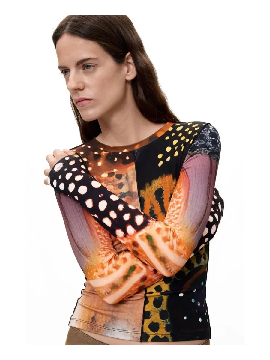 Женская футболка с длинным рукавом с принтом Desigual — изображение 3 из 6, мульти