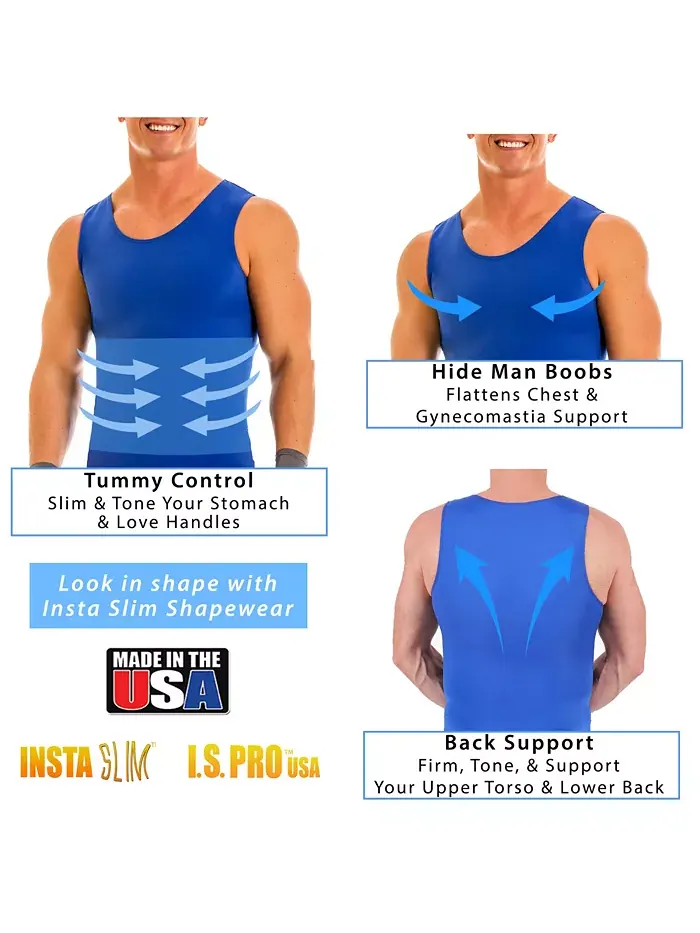 Мужская компрессионная майка для активного отдыха Big & Tall Muscle Tank Top Instaslim — изображение 5 из 5, королевский